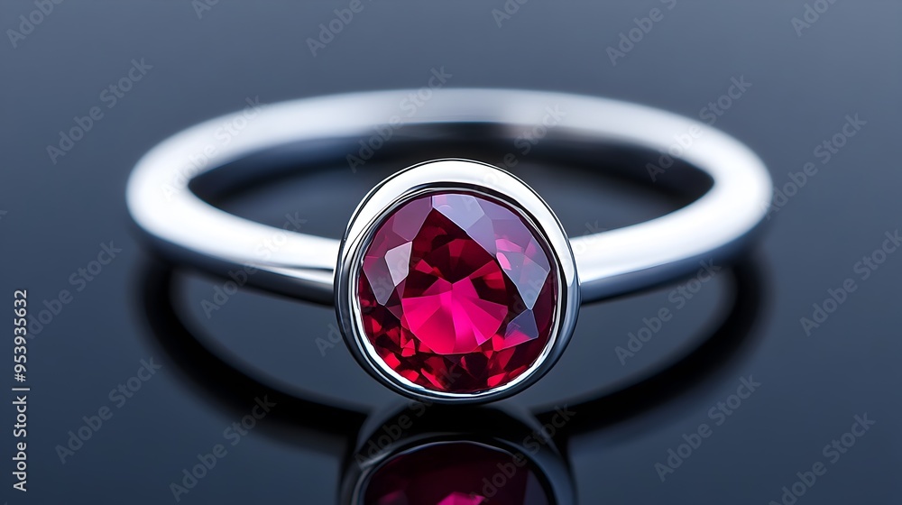 Poster a contemporary and elegant ruby ring featuring a vibrant oval shaped ruby stone set in a sleek plati
