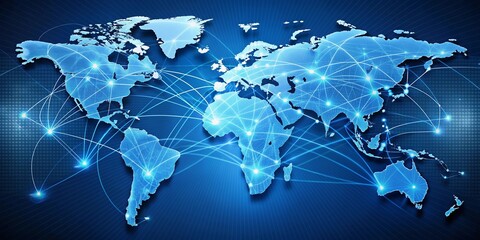 Fototapeta premium A World Networked by Technology, Worldwide network connection, Smart network connection, connected in a global network, Information exchange, Concept of global network and connectivity