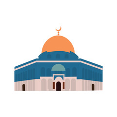 Illustration of the Al Aqsa mosque, Isra Miraj background.