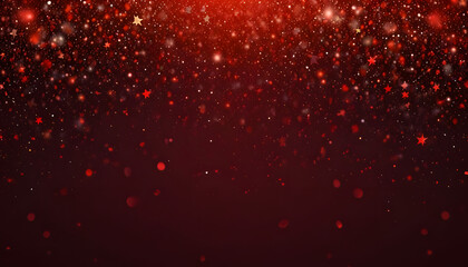 Blurred Background with Red christmas glitter and stars glowing texture. Generative AI