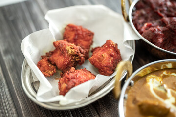 Indian food Thali combinations Indian-style meal with chicken