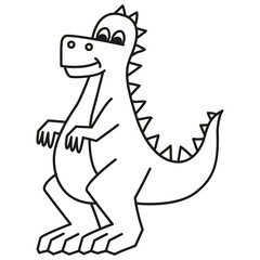 Cute cartoon dino icon.Dinosaur coloring page.Adorable monster dinosaur.Isolated on white background.The cartoon tyrannosaurus.Outline vector illustration.