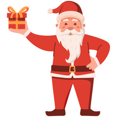 Santa claus gives a gift.Vector flat illustration.Isolated on white background.Christmas and New Year concept.Saint nicolas .