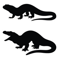 Komodo Dragon Silhouette of Reptile Species