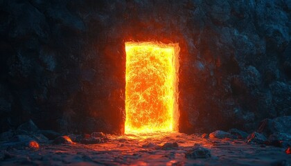Fototapeta premium Molten Lava Doorway in a Dark Volcanic Cave