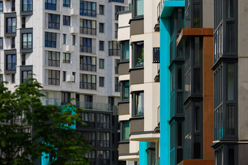 Cityscape, modern buildings on a summer day