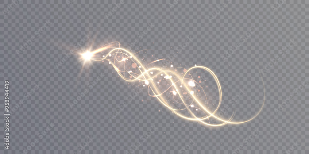 Leinwandbilder golden magic comet light effect with lots of sparkling bokke and shimmering light effects. magic gol