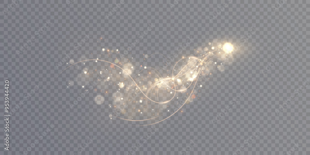 Aufkleber golden magic comet light effect with lots of sparkling bokke and shimmering light effects. magic gol