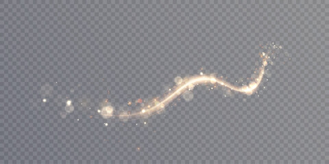 Golden magic comet light effect with lots of sparkling bokke and shimmering light effects. Magic golden wind for web design and fairytale decoration. vector   © Valeriia
