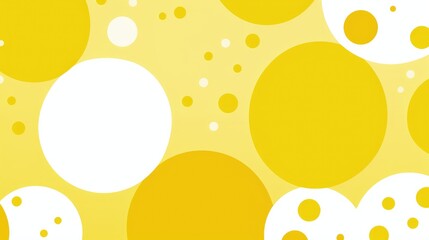 A vibrant abstract design featuring yellow and white circles of varying sizes, creating a playful and cheerful pattern.