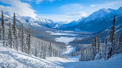 winter landscape with mountains