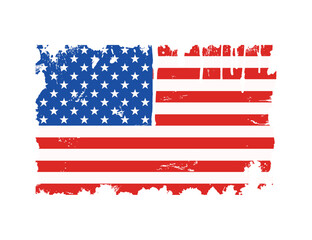 USA flag colored in the grunge style