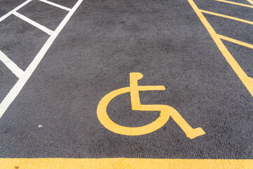 UK Car Park sign, Disabled parking sign, Parking spot reserved for disabled driver