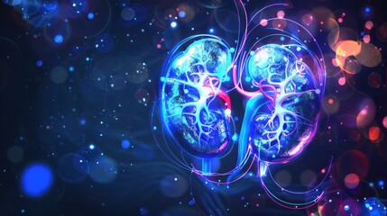 Human Kidneys with Glowing Veins