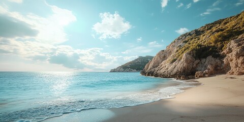 Fototapeta premium Sandy Beach with Cliff