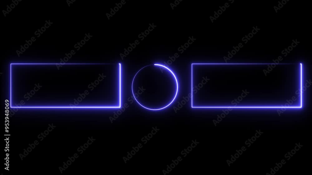 Poster neon rectangle frame and circle.beautiful abstract square light line moving fast colors.