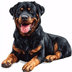 Fototapeta premium Majestic Rottweiler Clipart Illustration on White Background for Crafting and Design Projects