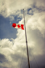 canadian flag against sky