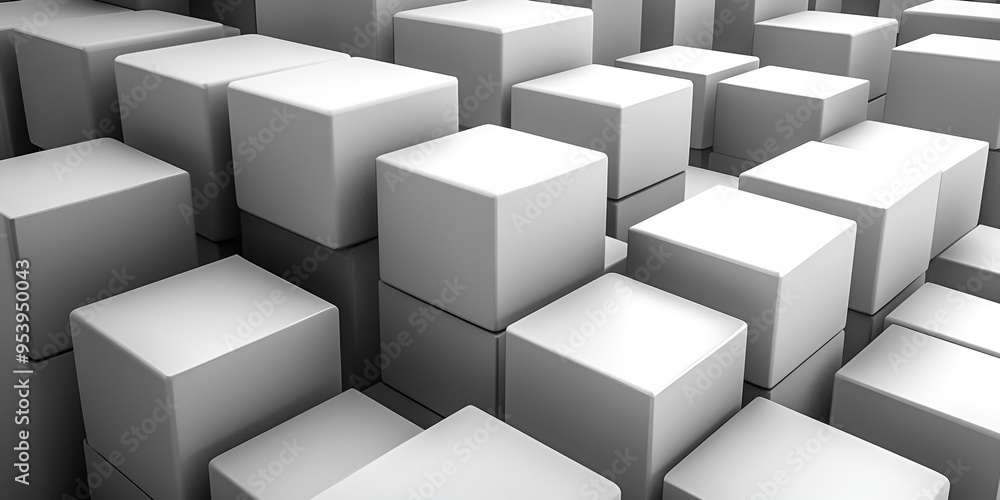 Poster cubical structures arranged in a grid pattern creating a three-dimensional visual effect in a minima