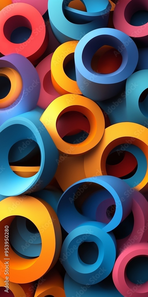 Poster a colorful image of many different colored circles. the circles are of various sizes and colors, and