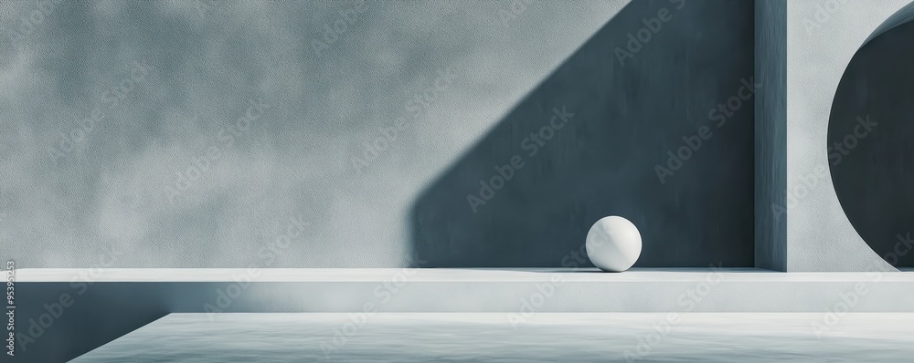 Aufkleber minimalist scene with geometric shapes and natural light casting shadows, creating a serene and cont