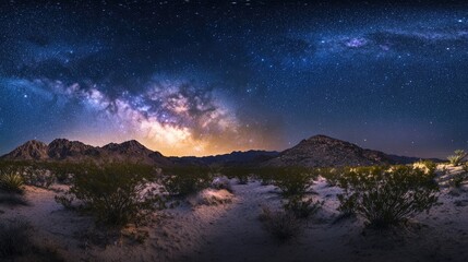 Fototapeta premium Milky Way Over Desert Mountains