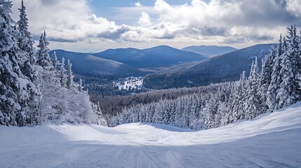 winter landscape with mountains