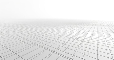 A minimalist grid landscape fading into a white background, suggesting depth and perspective.