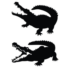 Crocodiles Dragon Silhouette of Reptile Species