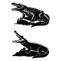 Crocodiles Dragon Silhouette of Reptile Species