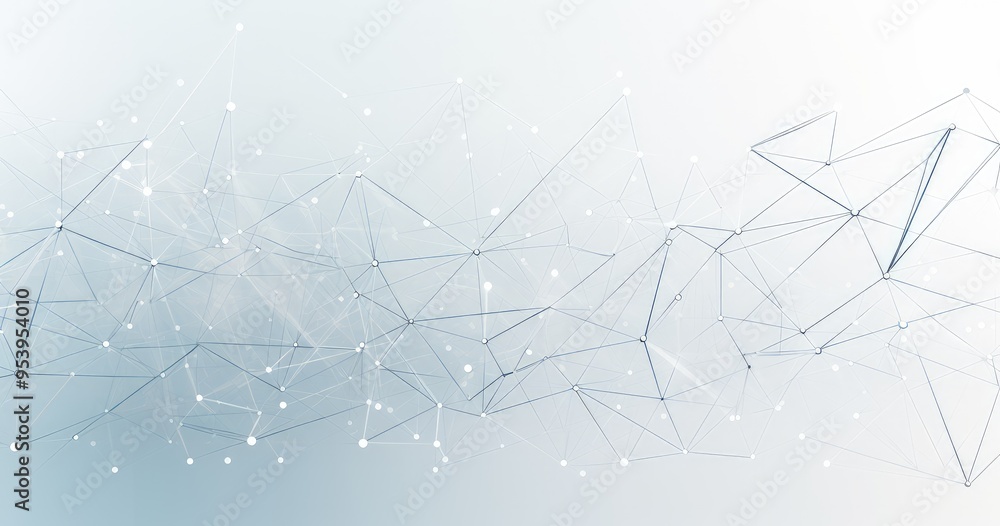 Poster a minimalist abstract design featuring interconnected lines and nodes, representing data, technology