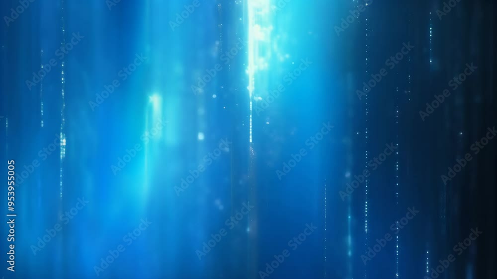 Poster abstract blue light beams in a dark digital space. futuristic data streams and ai imagery.