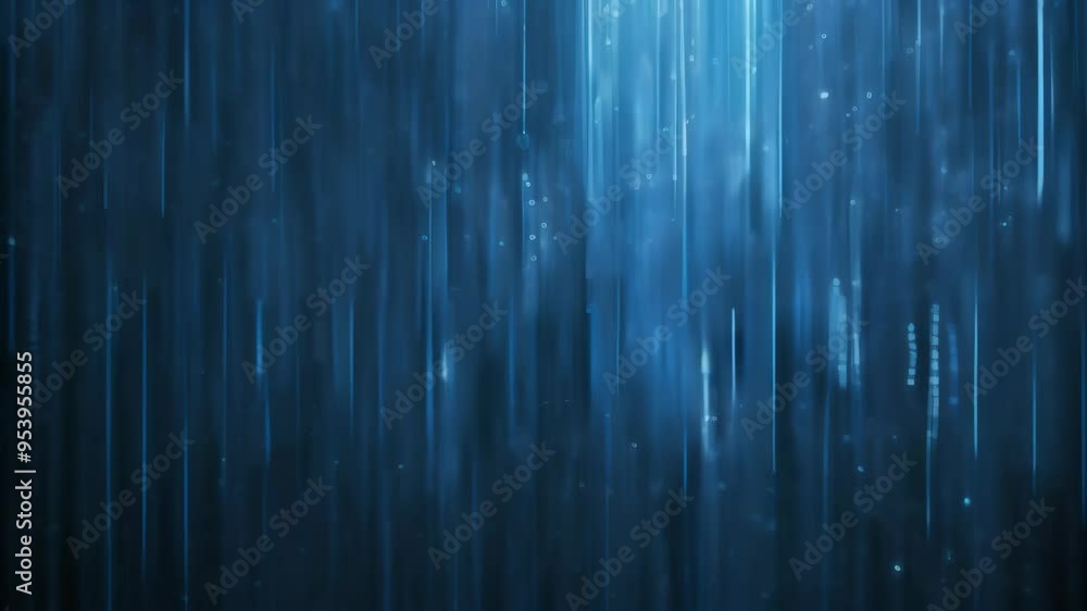 Poster Abstract blue light streaks pattern in motion. Futuristic technology background or AI data stream concept.