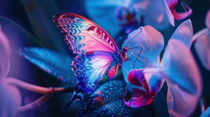 Vibrant Butterfly on Orchid Blossom