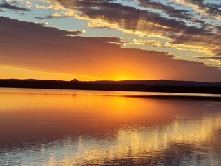 sunset over the lake