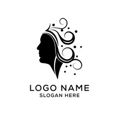Vector illustration of woman face with beautiful hair - can be used as a logo for beauty salon. Fashion. Beauty. Style logo