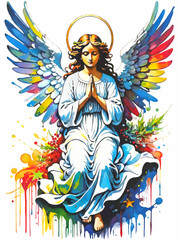 Colorful christmas angel vector