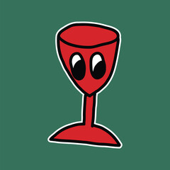 cute doodle wine glass character illustration
