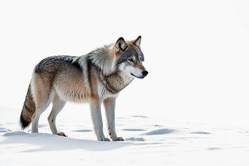 Obraz premium there is a wolf standing in the snow looking at something 