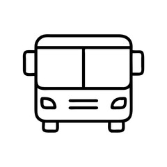 Simple black line art of bus representing public transportation and travel