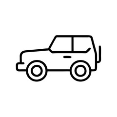 Simple black line art of car representing transportation and mobility