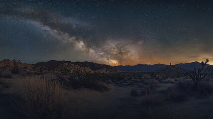 Fototapeta premium Milky Way Over Desert Landscape