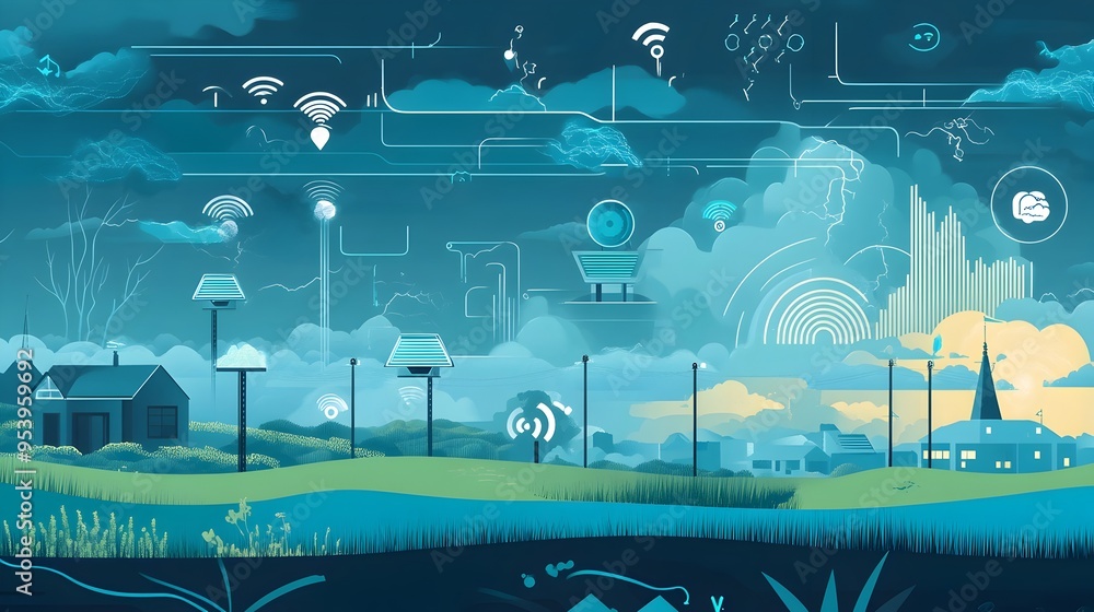 Poster detailed showcasing an iot powered network of weather stations tracking storm formation movement and