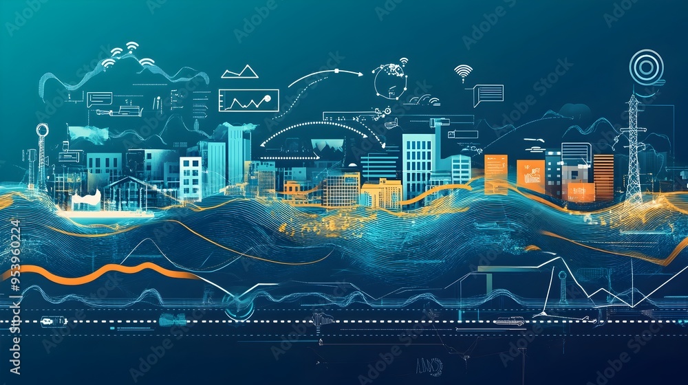 Poster cutting edge graphic depicting iot based tsunami risk assessment models that leverage intelligence m