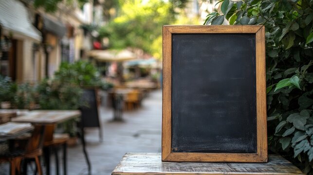 Blank empty menu street cafe composition background