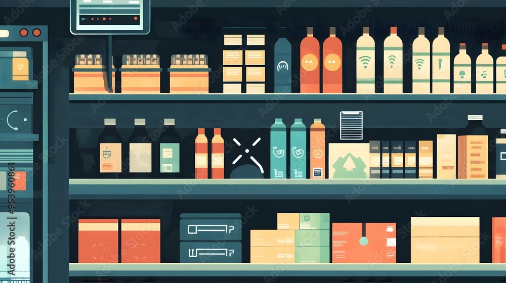 Poster innovative iot connected smart shelves with automated alerts and data analytics for optimized invent