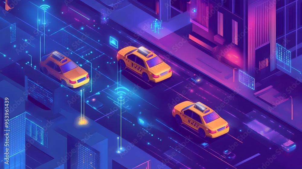 Poster intelligent iot powered taxis with automated fare calculation and data analytics for efficient urban