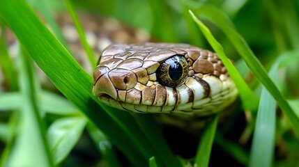 Obraz premium close up of snake in the grass