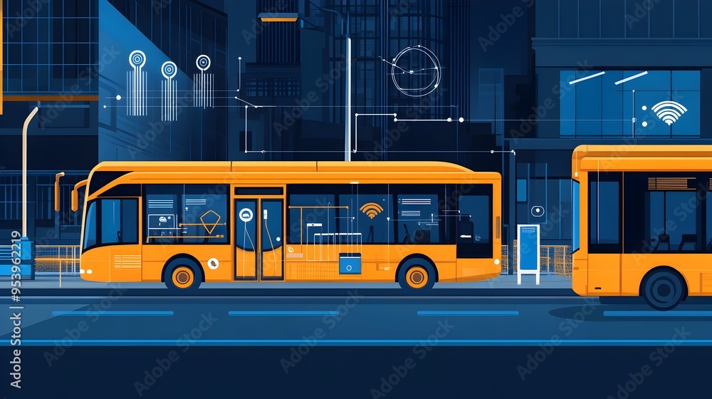 Poster of iot integrated buses with advanced automated ticketing systems enabling efficient and seamless pu