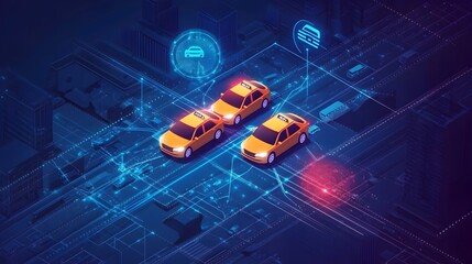 of an IoT powered taxi dispatch system featuring intelligent route optimization and real time data analytics for efficient urban transportation management